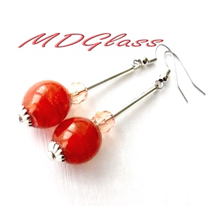 Márványos karamell  lámpagyöngy fülbevaló - Meska.hu