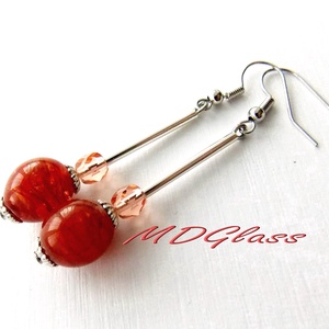 Márványos karamell  lámpagyöngy fülbevaló - ékszer - fülbevaló - lógó fülbevaló - Meska.hu