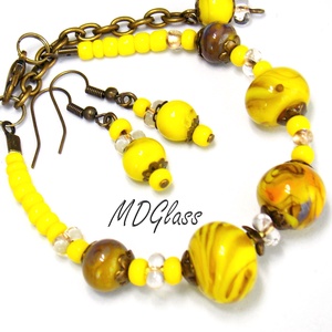 Napfényes tengerpart  lámpagyöngyös karkötő, lógós fülbevalól -  - Meska.hu