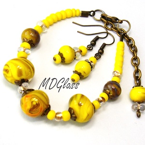 Napfényes tengerpart  lámpagyöngyös karkötő, lógós fülbevalól -  - Meska.hu