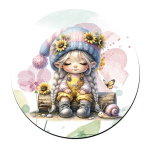 Cuki csigás napraforgós manó lány mintás bögre alátét, , , MESKA