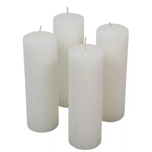 Kontúrozott bordás henger gyertya 50x150mm - fehér, Kellékek & szerszámok, Dekorációs kellékek, Dekorációs gyertya, , MESKA