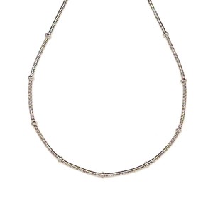 Orvosi acél ezüstszínű rúd- és gyöngydíszes lánc 45 cm - Meska.hu