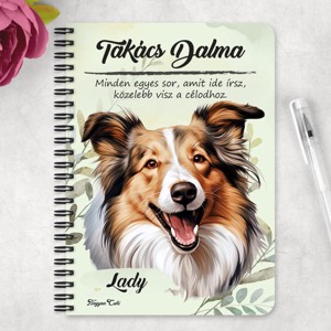 Személyre szabható - Vidám Skót juhászkutya portré mintás A5-ös füzet - otthon & életmód - papír, írószer - jegyzetfüzet & napló - Meska.hu