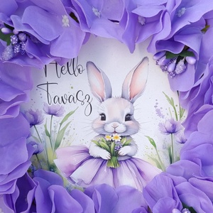 Nyuszis ajtódísz , Ünnepi díszek, dekorációk, Húsvéti díszek és dekorációk, Húsvéti ajtódísz, kopogtató, Virágkötés, MESKA