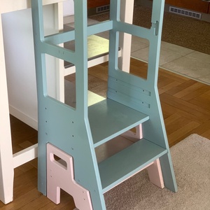 Állítható magasságú Konyhai fellépő, Tanulótorony, Mini sámlival - otthon & életmód - bútor - konyhai fellépő - Meska.hu