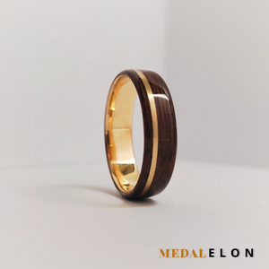 Fekete diófa gyűrű sárgaréz huzallal, Ékszer, Gyűrű, Kerek gyűrű, Ékszerkészítés, Fémmegmunkálás, MESKA