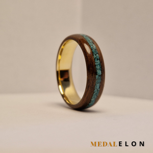 Malachit és fekete diófa gyűrű - Meska.hu