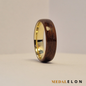 Sárgaréz és fekete diófa gyűrű - Meska.hu