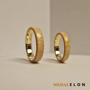 Sárgaréz és kőris fa gyűrű - ékszer - gyűrű - kerek gyűrű - Meska.hu