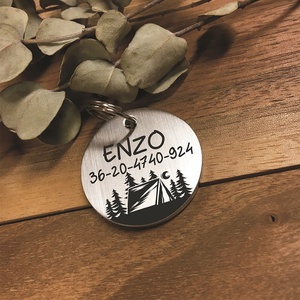Kerek kutyabiléta fekete gravírozással, 2 mm vastagságú nemesacélból, Otthon & Életmód, Kisállatoknak, Kutyáknak, Kutya biléta, Fémmegmunkálás, Gravírozás, pirográfia, MESKA