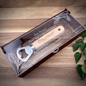 Gravírozott sörnyitó tetszőleges szöveggel, díszdobozzal - otthon & életmód - konyhafelszerelés, tálalás - italos kellékek - sörnyitó - Meska.hu