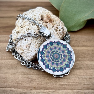 ÚJDONSÁG!-Mandala medál lánccal, Ékszer, Nyaklánc, Medálos nyaklánc, Gravírozás, pirográfia, MESKA