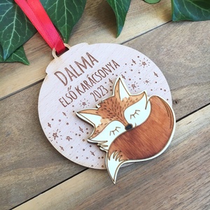 Első karácsony - karácsonyfadísz róka figurával - karácsony - karácsonyi lakásdekoráció - karácsonyfadíszek - Meska.hu