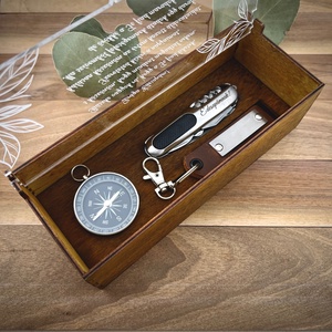 Ajándék szett díszdobozban leveles grafikával - esküvő - emlék & ajándék - szülőköszöntő ajándék - Meska.hu