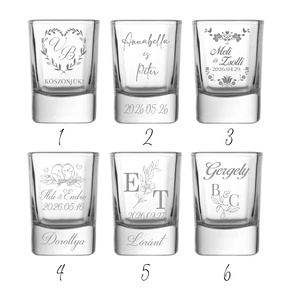 Pálinkás pohár gravírozással - esküvői köszönőajándék - esküvő - emlék & ajándék - köszönőajándék - Meska.hu