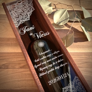 Esküvői köszönő ajándék,  boros , italos fadoboz, szülőköszöntő ajándék, gravírozott akril előlappal - esküvő - emlék & ajándék - szülőköszöntő ajándék - Meska.hu