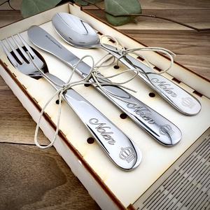 Gyermek evőeszköz készlet gravírozással - Meska.hu