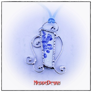 BrokenPieces Porcelánékszer Mason's nyakék 3 - Meska.hu