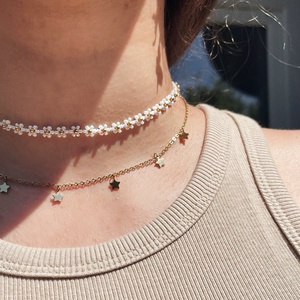Virágos choker nyaklánc - esküvő - ékszer - nyaklánc - Meska.hu