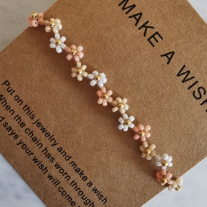 Cikkcakk virágos karkötő  - ékszer - karkötő - gyöngyös karkötő - Meska.hu