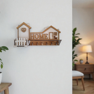 Ház alakú fali kulcstartó -HOME felirattal  - Meska.hu
