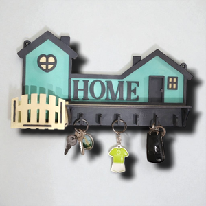 Ház alakú fali kulcstartó -HOME felirattal  - otthon & életmód - dekoráció - fali és függő dekoráció - fali kulcstartó - Meska.hu