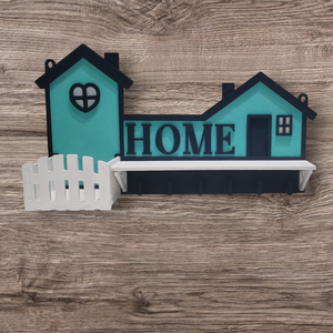 Ház alakú fali kulcstartó -HOME felirattal  - otthon & életmód - dekoráció - fali és függő dekoráció - fali kulcstartó - Meska.hu