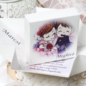 Vidám esküvői meghívó kocka dobozban - esküvő - meghívó & kártya - meghívó - Meska.hu