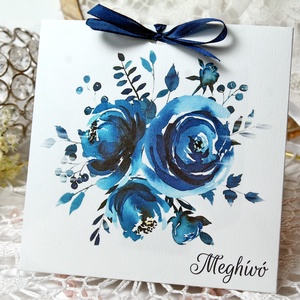 Esküvői meghívó watercolor virággal - Meska.hu
