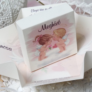 Vidám esküvői meghívó kocka dobozban - esküvő - meghívó & kártya - meghívó - Meska.hu