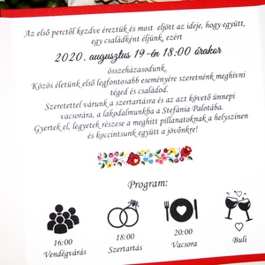 Magyaros esküvői meghívó kalocsai motívummal - esküvő - meghívó & kártya - meghívó - Meska.hu