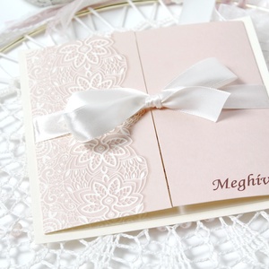 Esküvői meghívó ablakos formátumban csipke motívummal - esküvő - meghívó & kártya - meghívó - Meska.hu