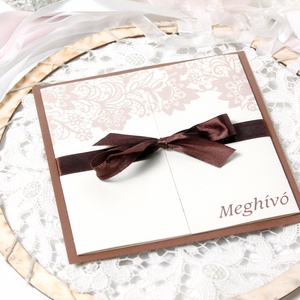 Esküvői meghívó ablakos formátumban csipke motívummal - esküvő - meghívó & kártya - meghívó - Meska.hu