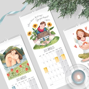 2024 -es naptár, női karakteres illusztrációkkal - előrendelhető - otthon & lakás - dekoráció - fali és függő dekoráció - falinaptár & öröknaptár - Meska.hu