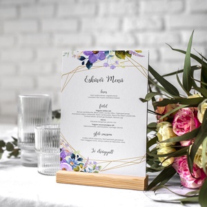 Esküvői itallap lila tavaszi virágokkal - esküvő - meghívó & kártya - menü - Meska.hu
