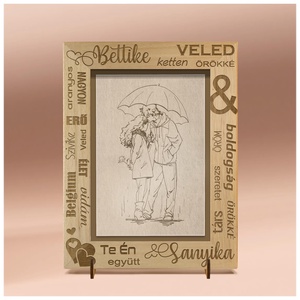 Lézergravírozással készült képkeret, születésnapra, Valentinnapra rendelhető, különleges alkalmakra - Meska.hu