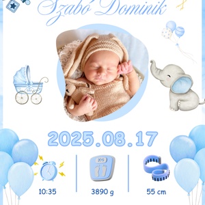 Mesés Kezdetek� Születési Értesítő Poszter Állatkákkal (Kék vagy Rózsaszín színben), Baba - mama, Babaszoba dekoráció, Babaposzter, Fotó, grafika, rajz, illusztráció, MESKA