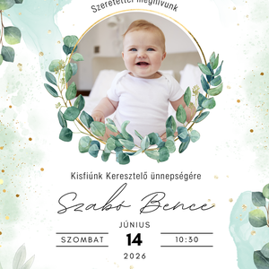 Elegáns Képes Meghívó keresztelőre - baba - mama - keresztelő kellékek - keresztelő meghívó - Meska.hu