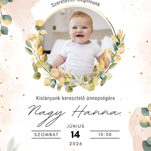 Elegáns Képes Meghívó keresztelőre - baba - mama - keresztelő kellékek - keresztelő meghívó - Meska.hu