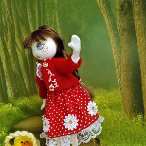 Zsuzsu baba,piros pöttyös szoknyában - játék & sport - baba & babaház - baba - Meska.hu