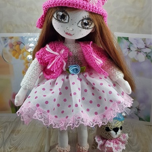 Zsuzsu baba rózsaszín pöttyös szoknyában - játék & sport - baba & babaház - baba - Meska.hu