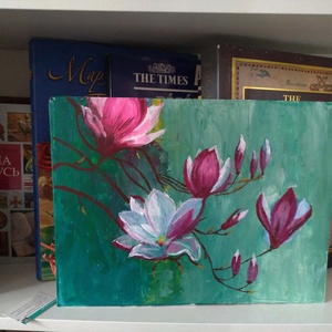 Virágzó tulipánfa, Művészet, Festmény, Akril, Festészet, MESKA