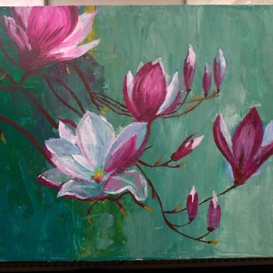 Virágzó tulipánfa - művészet - festmény - akril - Meska.hu