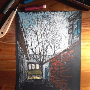 Kora tavasz Vácon (2026. március) - művészet - festmény - pasztell - Meska.hu