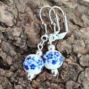 Kékvirág fülbevaló , Ékszer, Fülbevaló, Lógó fülbevaló, Ékszerkészítés, MESKA