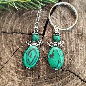 Malachit angyal, Táska & Tok, Kulcstartó & Táskadísz, Táskadísz, Ékszerkészítés, MESKA