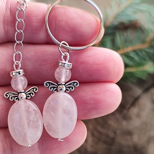 Rózsakvarc angyal, Táska & Tok, Kulcstartó & Táskadísz, Táskadísz, Ékszerkészítés, MESKA