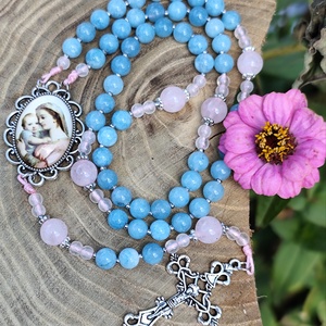 Rózsakvarc és jáde rózsafüzér , Otthon & Életmód, Vallás, Lánc & Füzér, Csomózás, Ékszerkészítés, MESKA