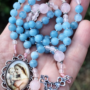 Rózsakvarc és jáde rózsafüzér  - otthon & életmód - vallás - lánc & füzér - Meska.hu